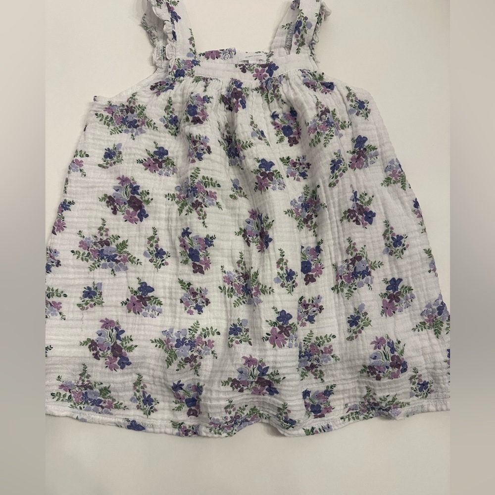 Angel Dear Purple and White Floral Kids muslin dress size 4T